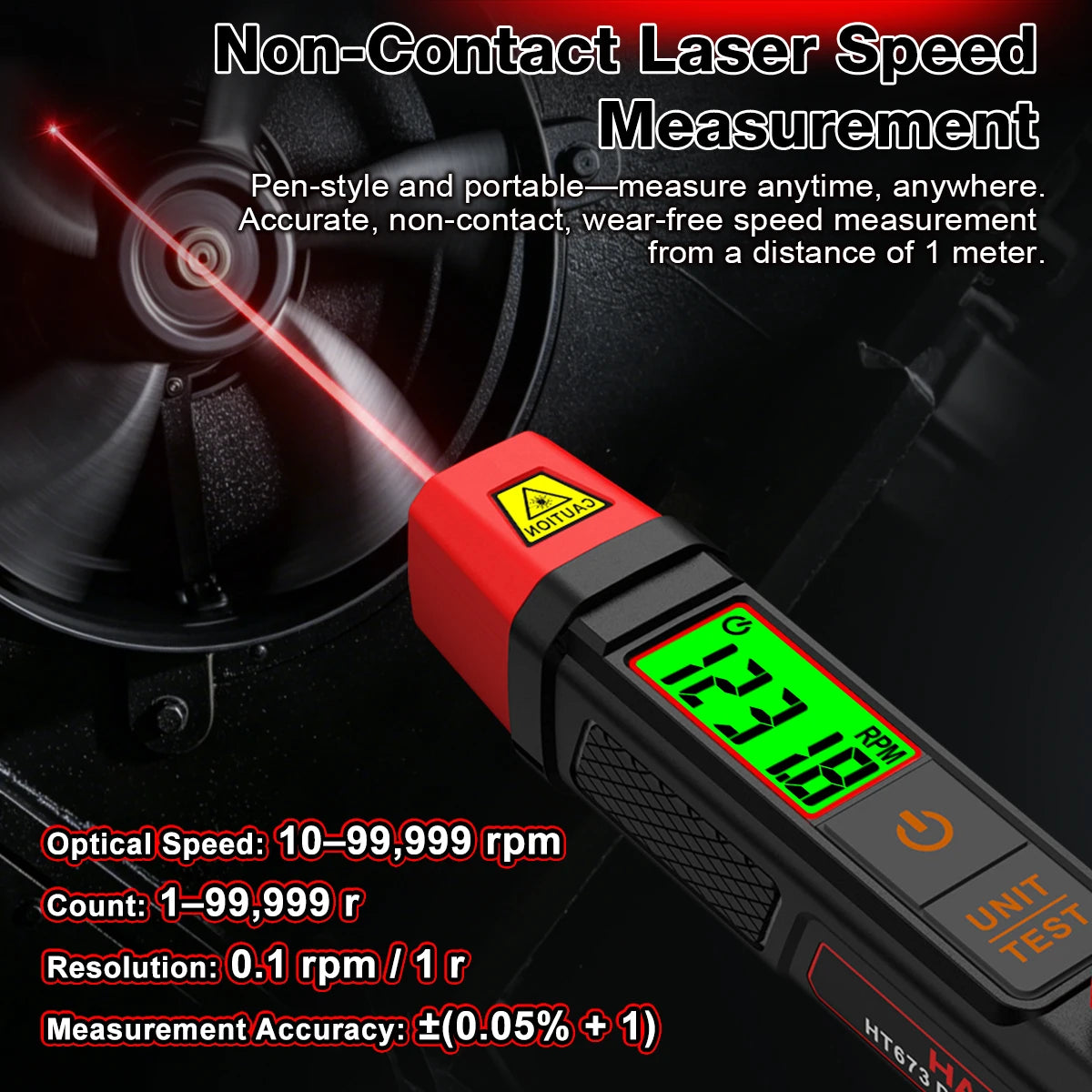 HT673 Non-Contact Laser Tachometer