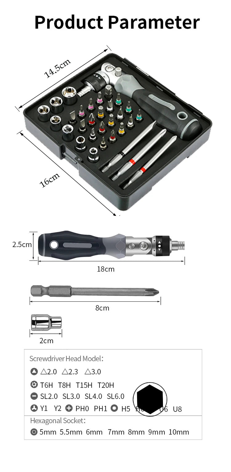 Magnetic Ratchet Screwdriver Kit - Set Options