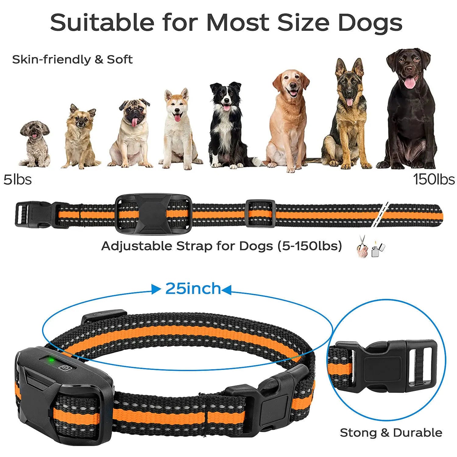 3300Ft Electric Dog Training Collar Remote Control Waterproof Pet BehaviorFor 5-120lbs Puppy With Shock Vibration 