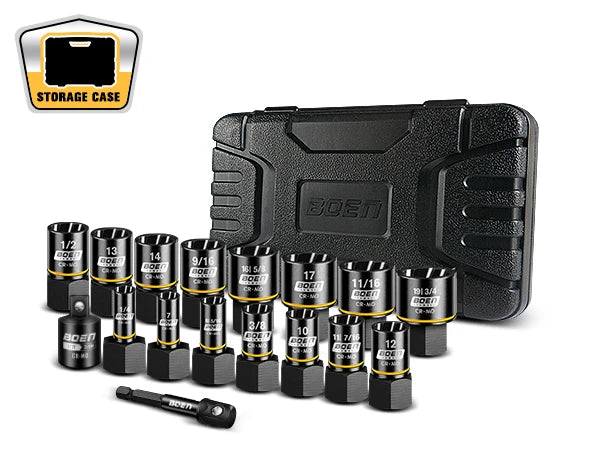 17-Piece Impact Bolt Extractor Kit for Damaged Bolts