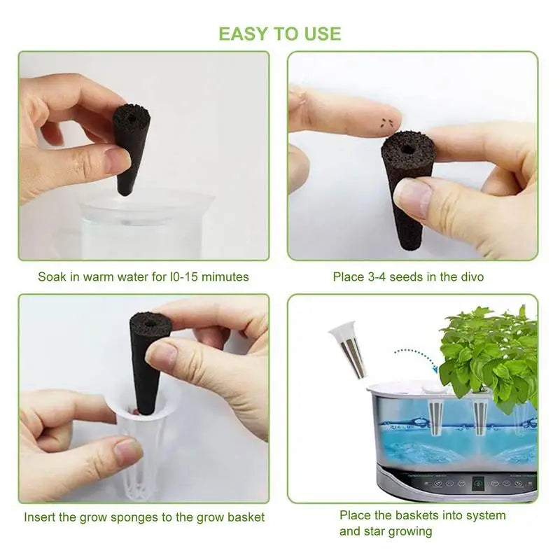 Seed Grow spongi, nadomestne koreninske spongije, rastni sponji za sadike, vtiči za kalitev semena, začetni sponji za semena, hidroponsko vrtnarjenje
