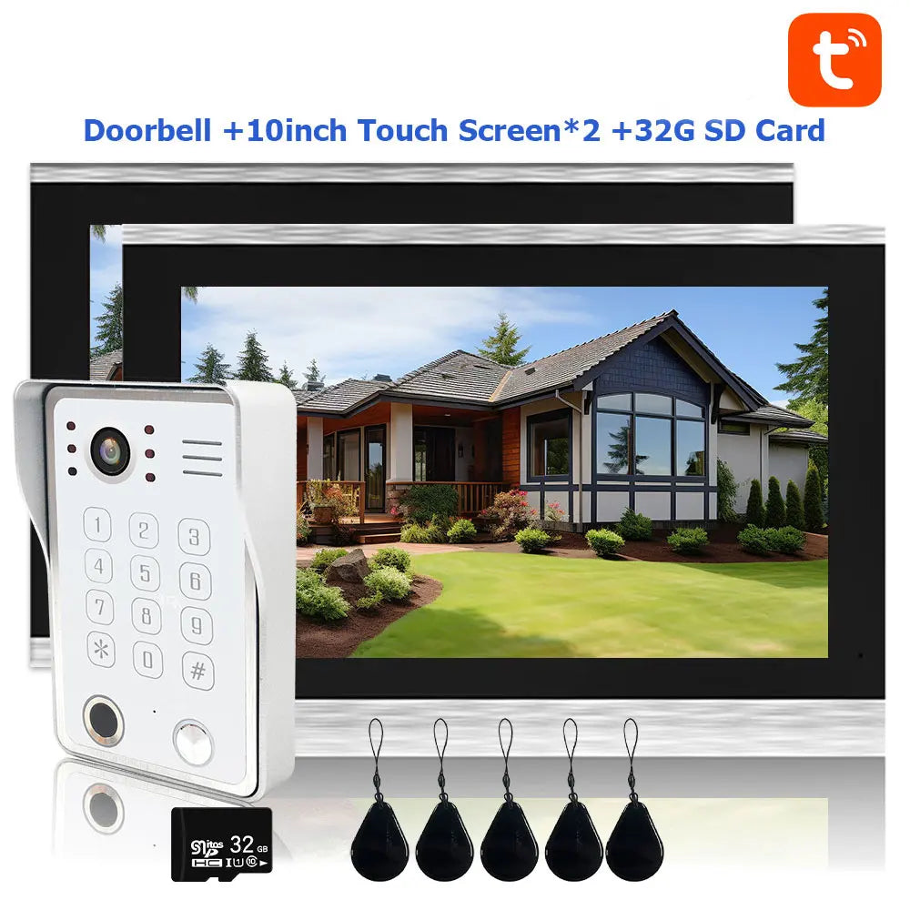 Fingerprint 5in1 Unlock Wifi Doorbell Video Intercom System For Home Doorphone Tuya Smart 1080P Touch Monitor Security Protect Spy-shop.com