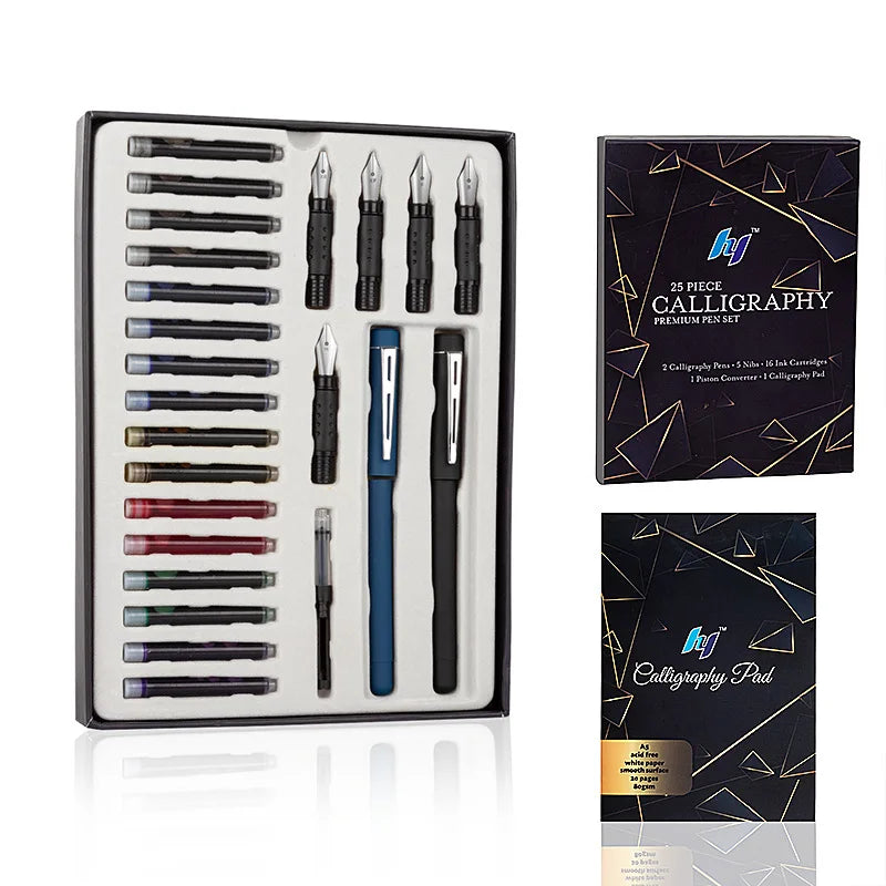 Комплект за калиграфия с 5 степени на остриета и мастило за патрони