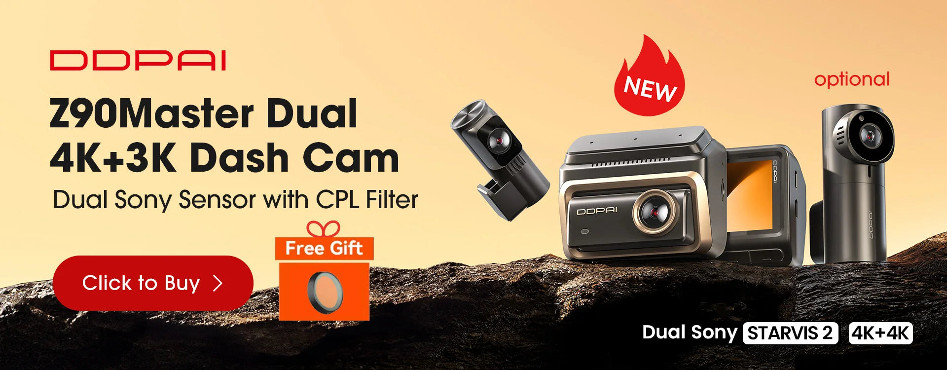 4K Dash Cam with Front and Rear Camera, GPS, Night Vision, 5GHz Wi-Fi and 24H Parking Support