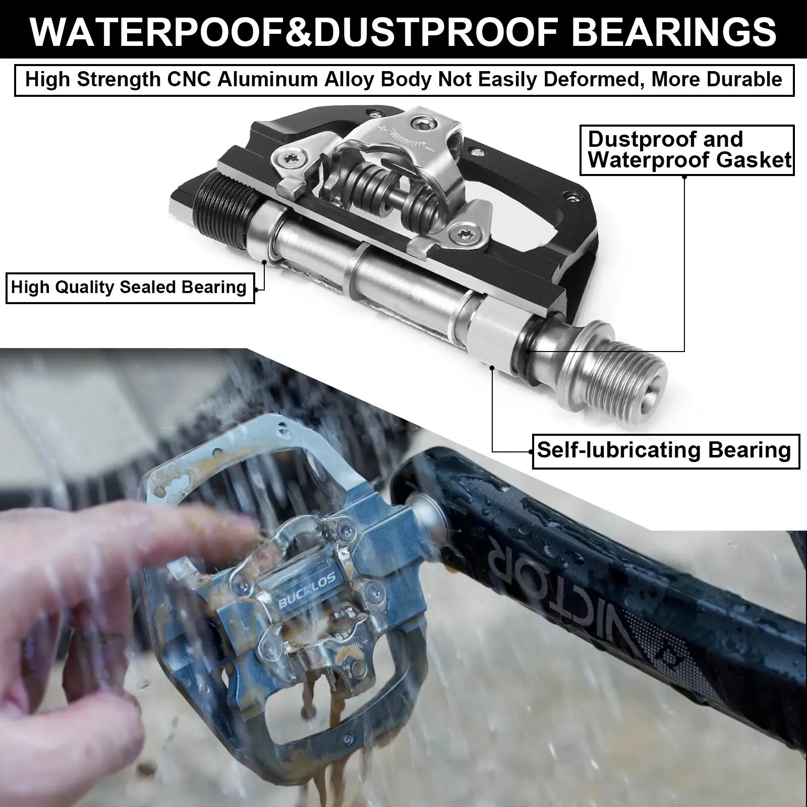 Dual Function SPD Bike Pedals with Sealed Bearings for MTB & Road