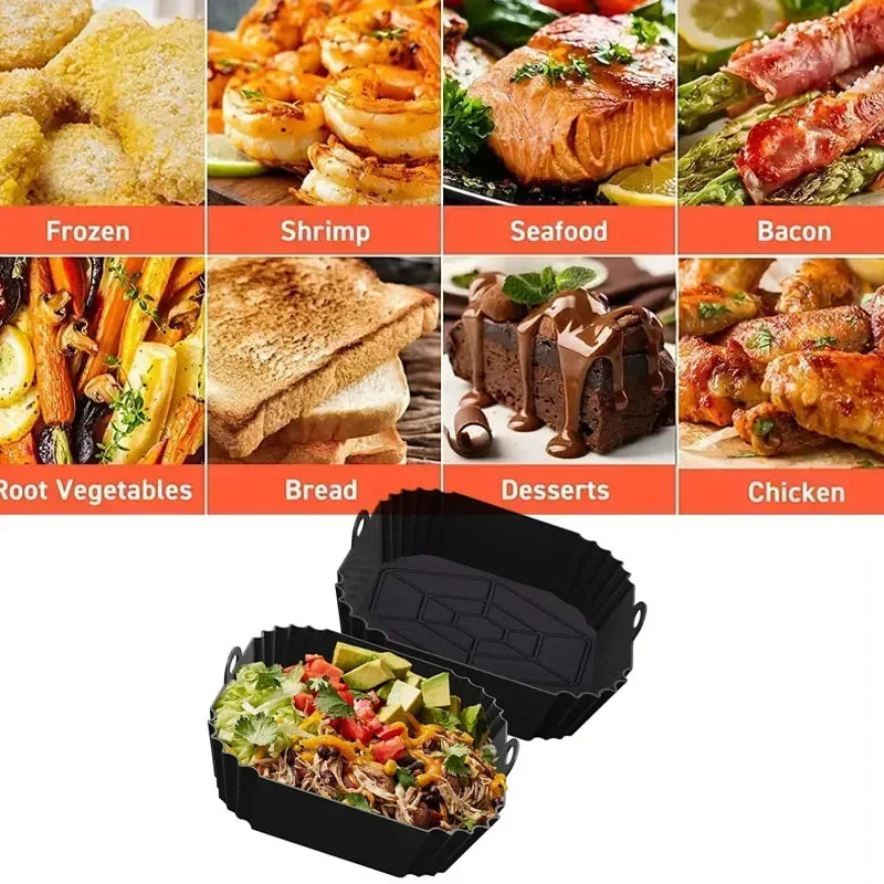 Silicone Air Fryer Basket Liner, Round Square Reusable Pan Liner