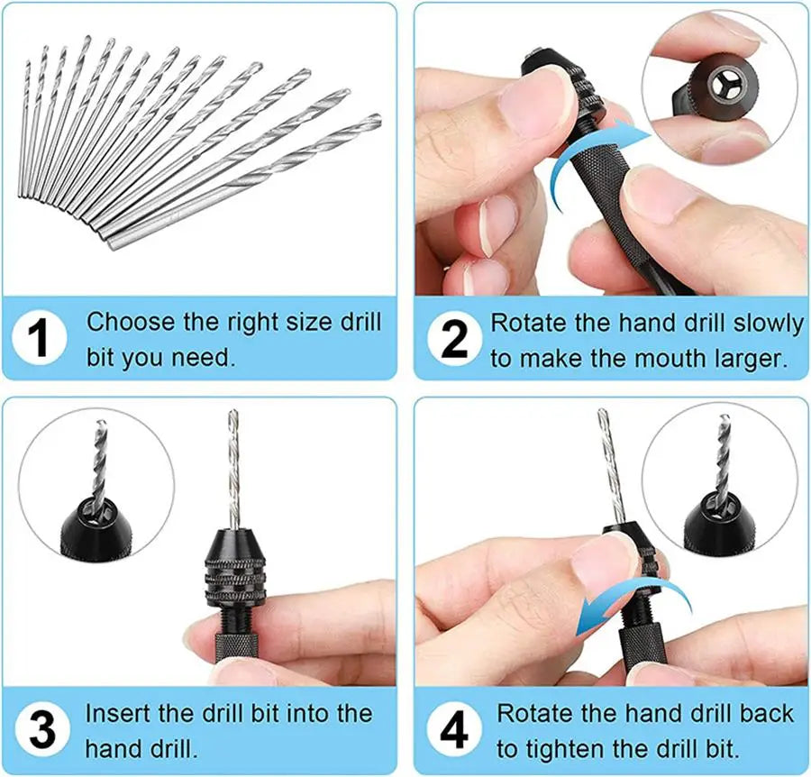 Mini Hand Drill with 10 Small Drill Bits