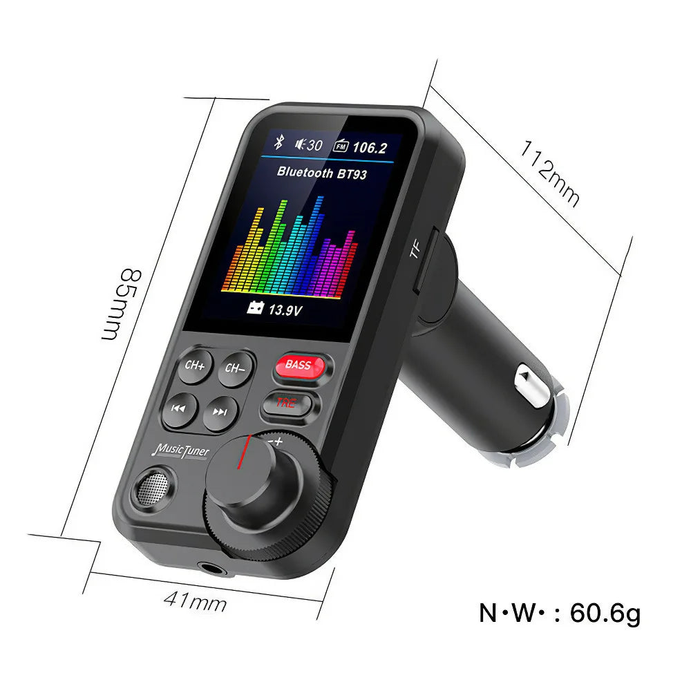 Bluetooth-yhteensopiva Auto langaton FM-lähetin radio-sovitin Nopea lataus Oikosekkaus Äänenlaatu Musiikki Auto MP3-soitin Aux QC3.0
