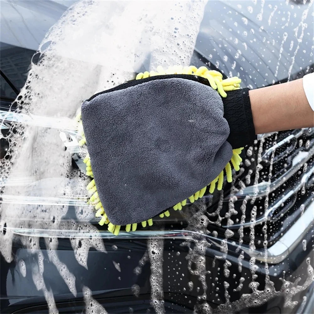 1/5pcs Car Washing Gloves Waterproof Microfiber Chenille Gloves Car Cleaning Mitt Detailing Brush Auto Care Double-faced Glove 