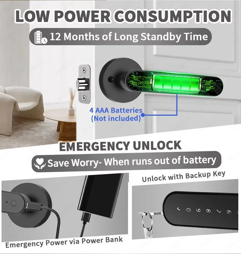 Smart Door Lock 5-in-1 Keyless Entry Fingerprint Lock