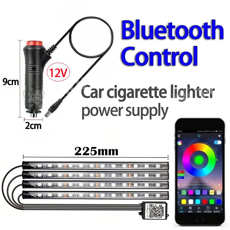 Four-Piece RGB Car Interior Light Set with App Control