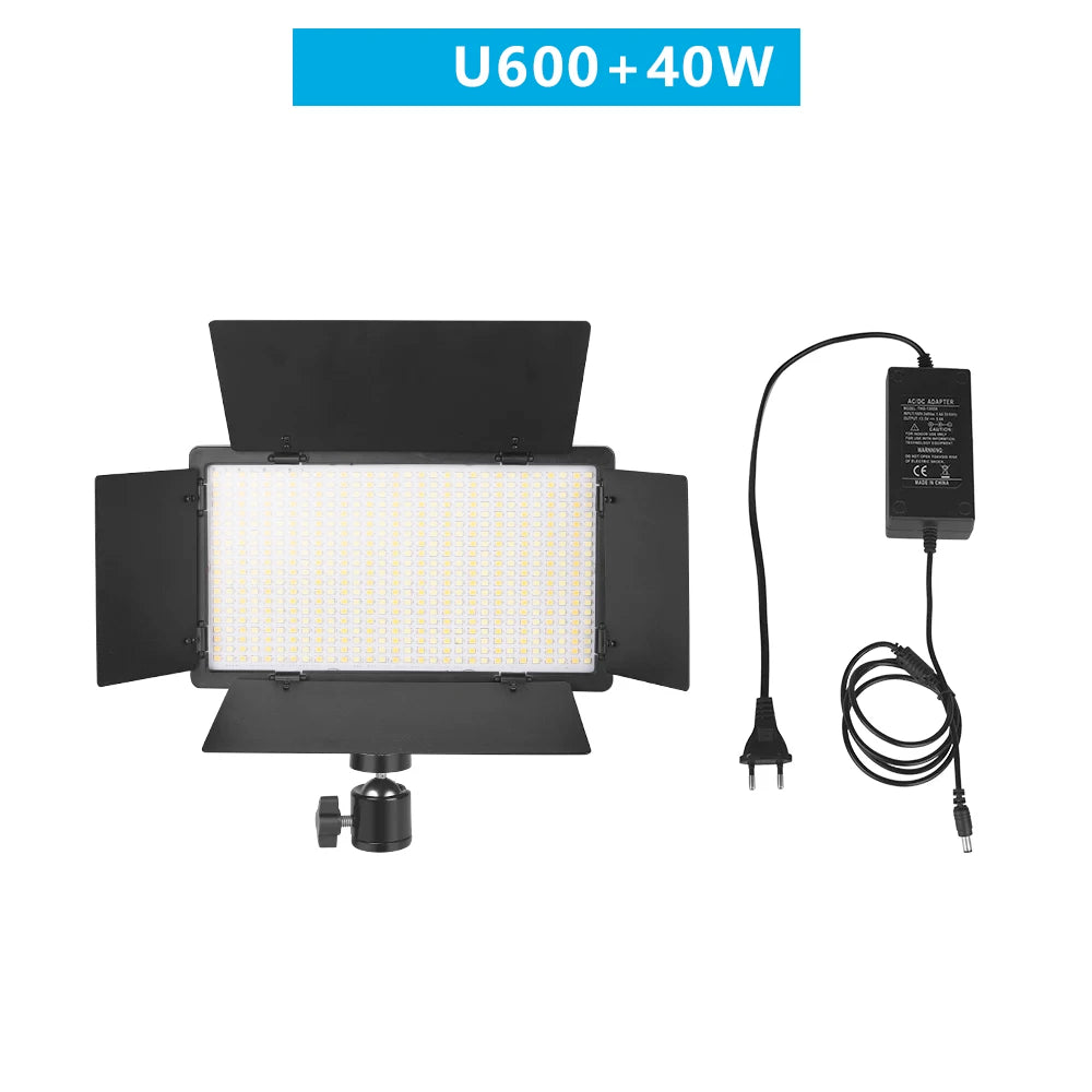 Lumière vidéo LED bicolore U800+ 2500K-8500K avec télécommande et trépied