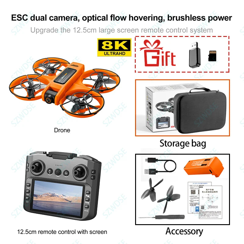 2026 New S156 Quadcopter Aircraft Drone 8K Professional Camera Drone 5G WIFI FPV 4.5 Inch Large Screen Remote Control RC Dron