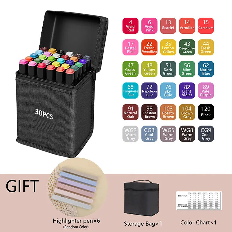 24/36/48/60/80/120/168/262 Colors Alcohol Drawing Markers Dual Tip Permanent Art Sketch Markers for Illustration School Supplied 