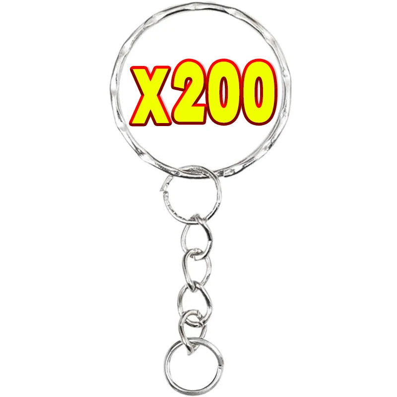 50/200Pcs Stainless Steel Metal Blank Keyring DIY Jewelry Accessories Metal Keychain Ring Hang Chain Car Doll Pendant Hang Chains