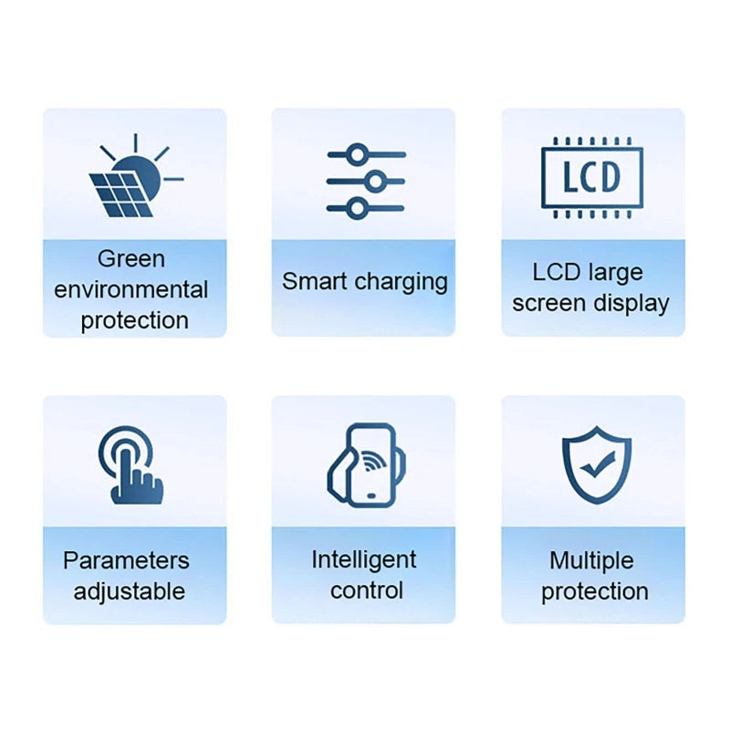 30A 40A 50A 60A MPPT Solar Panel Charge Controller 12V/24V LCD Digital Display Screen bluetooth Wifi Solar Controller Dual USB 