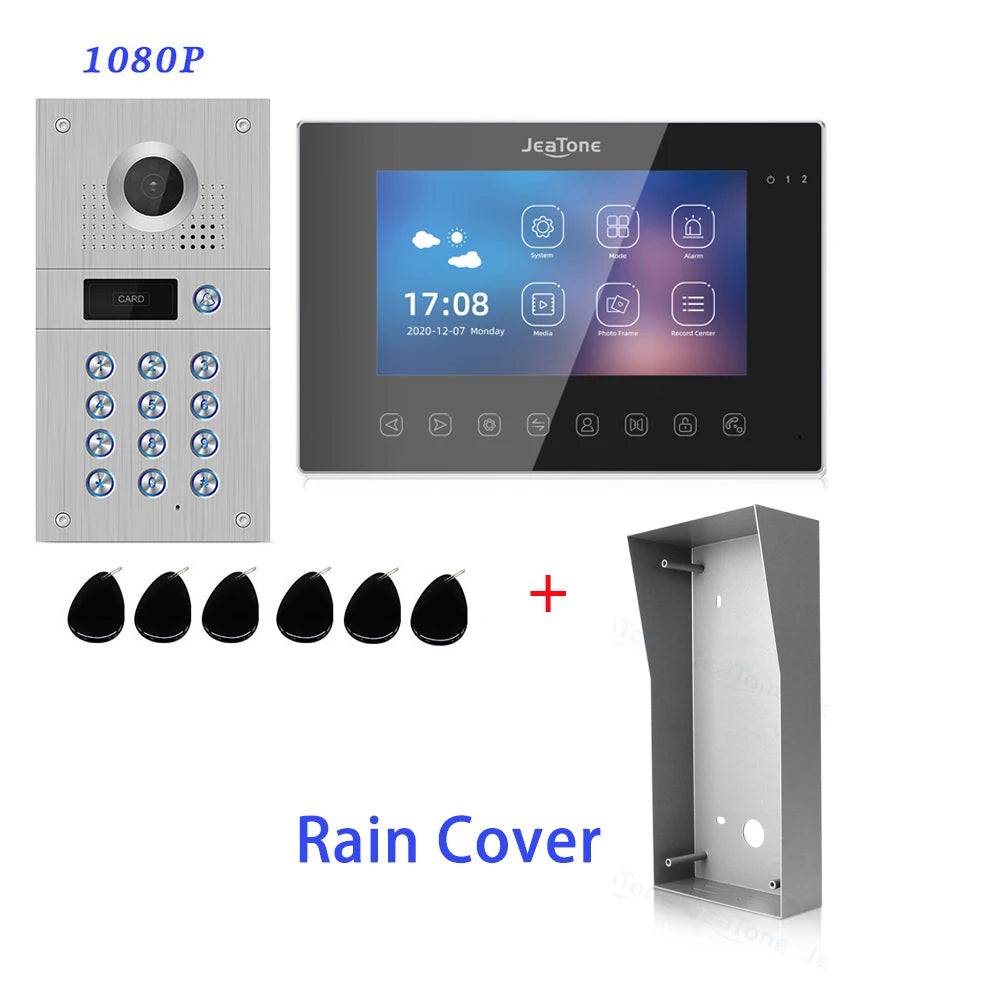 Jeatone 1080P Tuya WiFi Video Intercom RFID Code Keypad Doorbell Cam 7 Inch Home Security Video Door Phone Access Control System Spy-shop.com