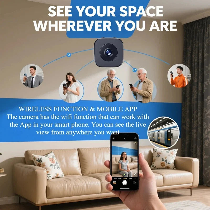 Wireless Mini Security Camera 1080P WiFi Indoor Outdoor Surveillance with Motion Detection Night Vision 2 Way Audio