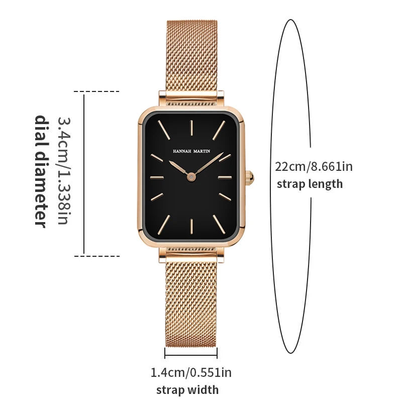 Women's Square Mesh Strap Watch in Rose Gold
