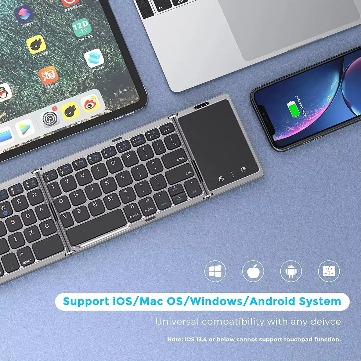 Tastiera Bluetooth pieghevole con layout opzionali