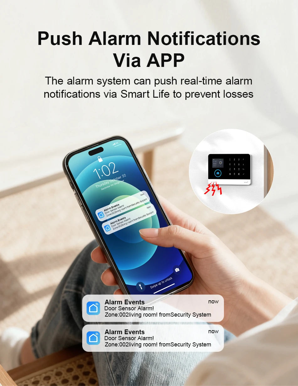PGST 4G WiFi Έξυπνο Ασύρματο Σύστημα Αντικλοπής Ασφάλειας Συνεργασία με Tuya και Smart Life, Απομακρυσμένος Έλεγχος Ενεργοποίησης/Απενεργοποίησης, ενημέρωση σε πραγματικό χρόνο, αισθητήρας πόρτας/κίνησης, πλήρες σύστημα, ευρωπαϊκή ασφάλεια οικίας