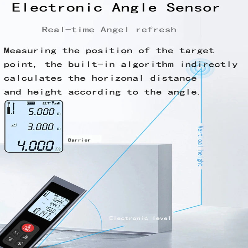 Rechargeable Laser Distance Meter, 40–100m Options