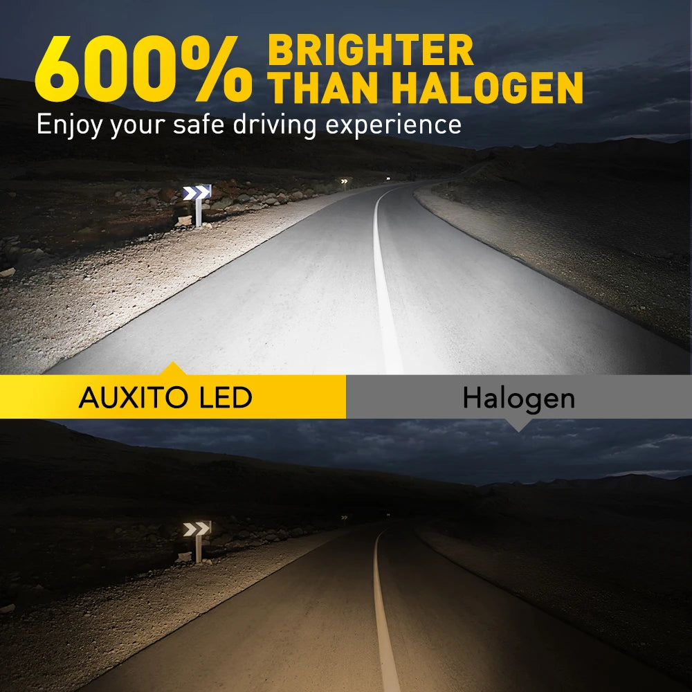 AUXITO 2Pcs H11 Turbo LED Canbus H8 HB3 9005 9006 HB4 Bulbs LED Sans Erreur Éclat Blanc 20000LM Ampoule de Phare Voiture M3S