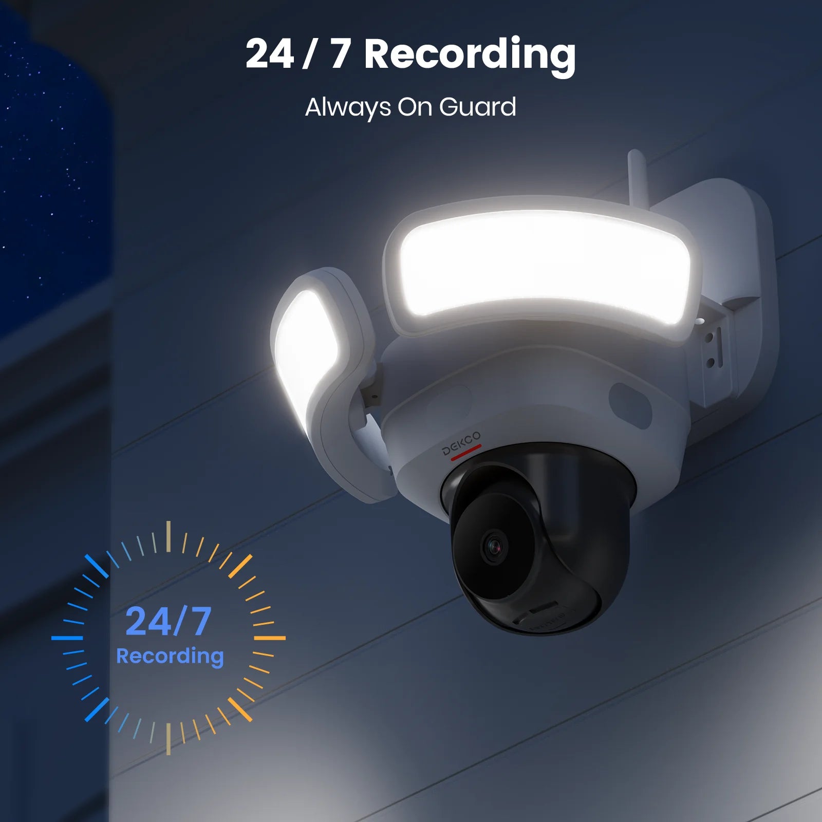 DEKCO 3K UHD WiFi Floodlight Camera with 360° View