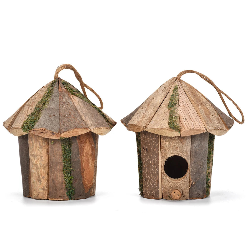 Hölzernes Vogelhaus zum Aufhängen, ca. 16cm