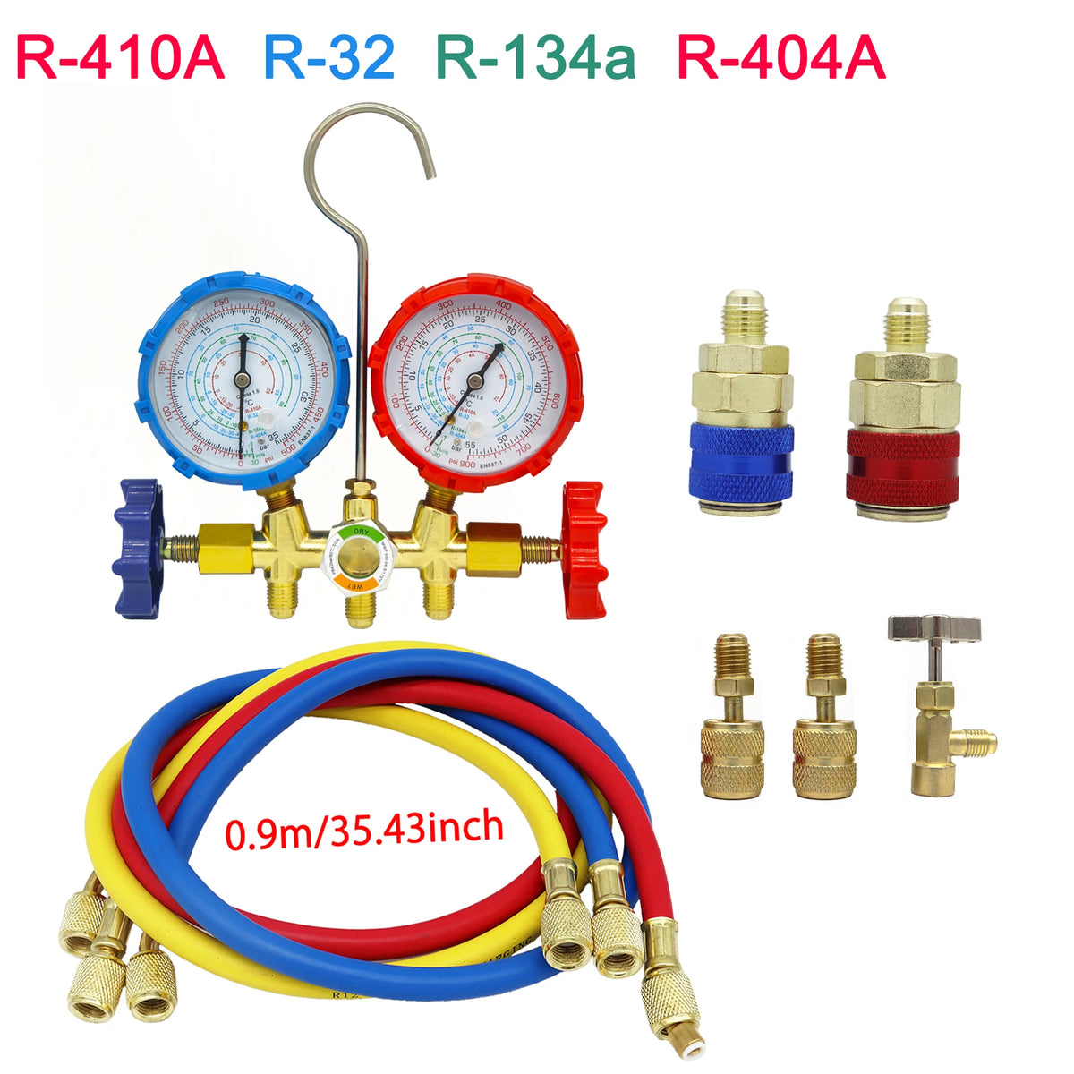 Kühlungs-Manometer Gauges 3-Wege AC Diagnose-Manometer-Set Freon-Ladung Passend R32 R410a R404A R-134a