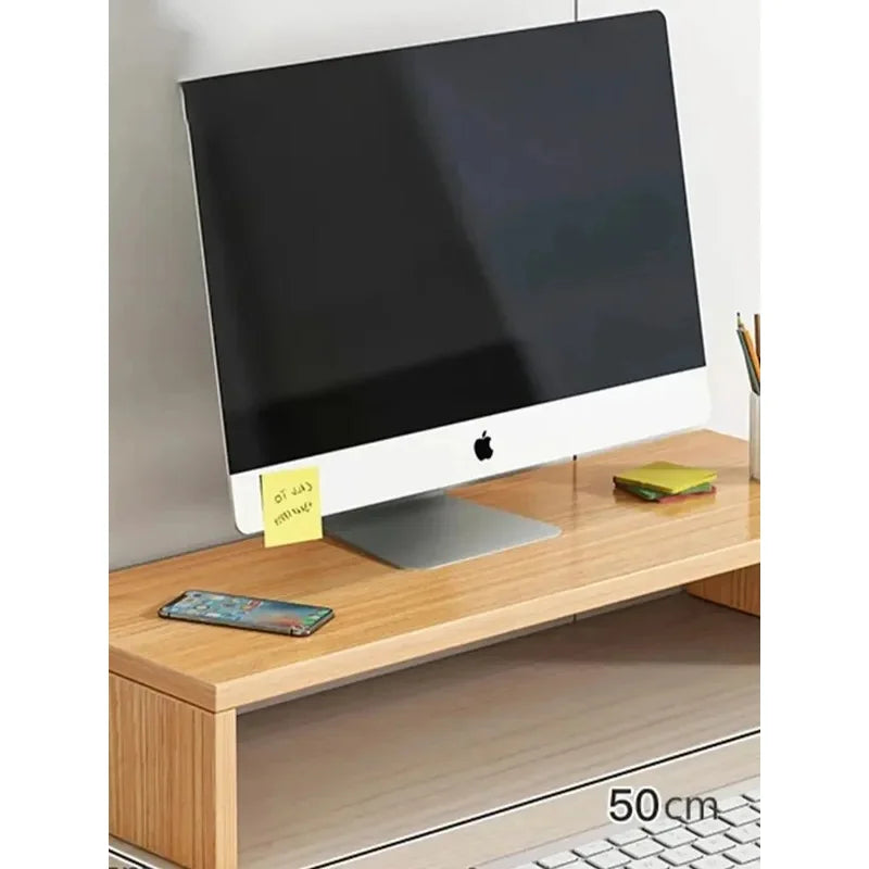 Wooden Monitor Riser with Desktop Storage