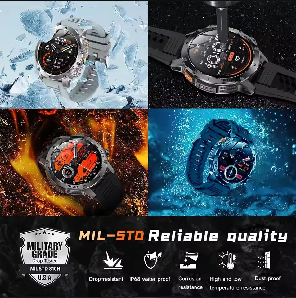 Bluetooth Bel Sports Smartwatch met LED Zaklamp