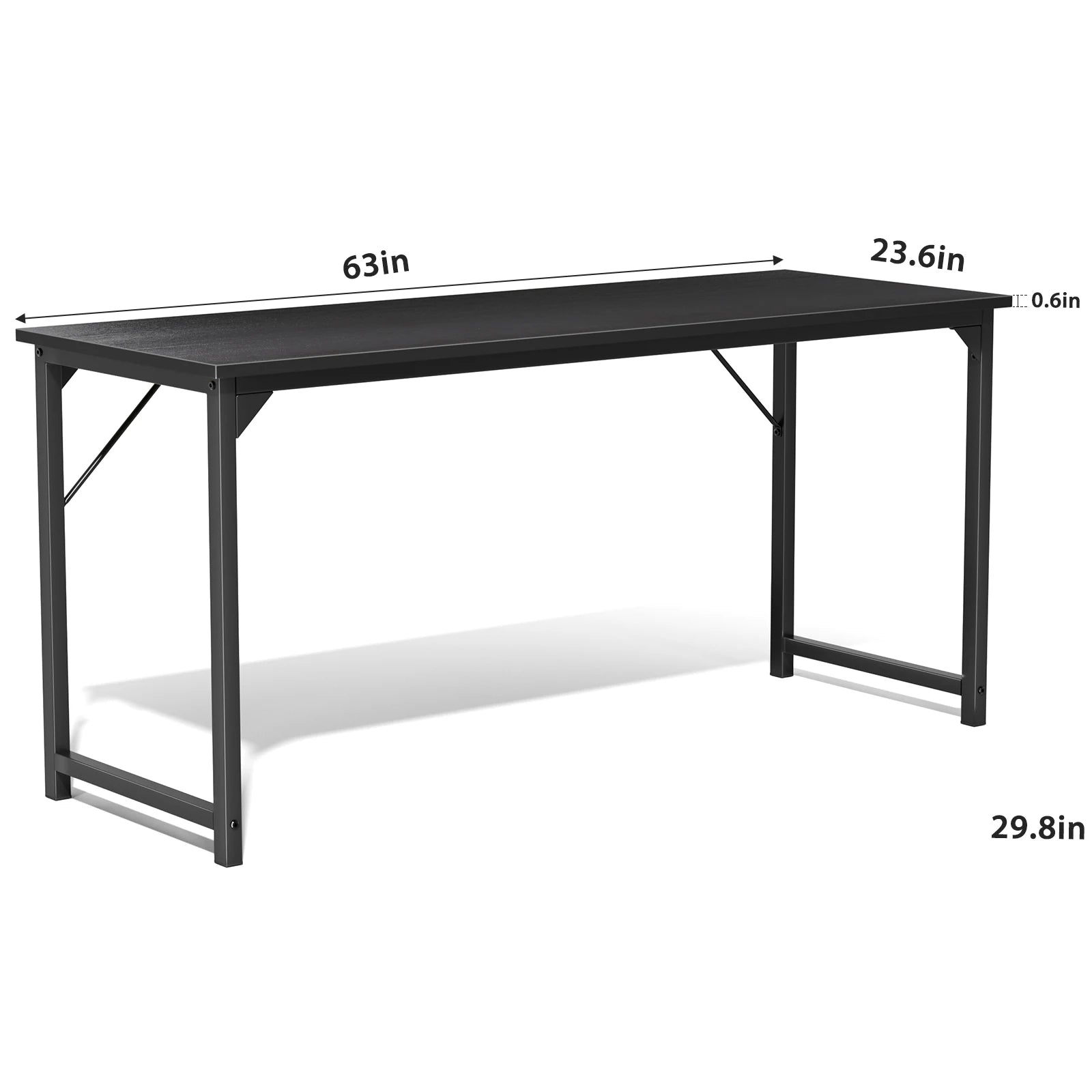 Modern Compact Computer Desk with Metal Frame & Wood Top