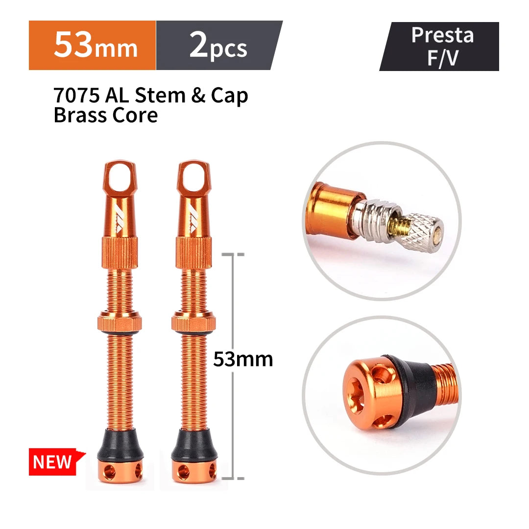 Válvulas Tubeless Presta MANA — Par, 40–100 mm