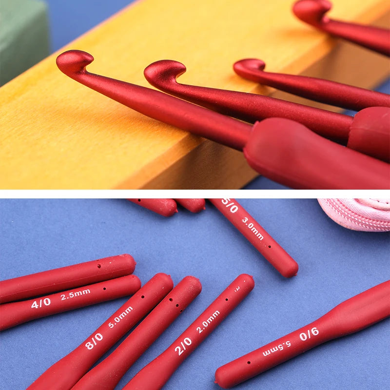 Set de 9 ganchos de crochet ergonómicos de 2 a 10 mm con mango cómodo