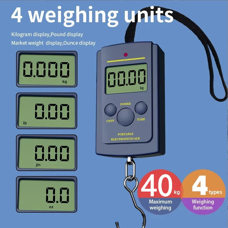 Mini digital ophængsvægt 40 kg/10 g bærbar lommeskala