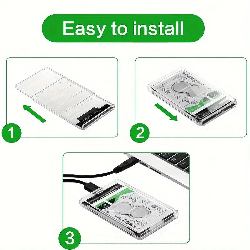 Transparent 2.5-Inch SATA HDD/SSD USB Enclosure