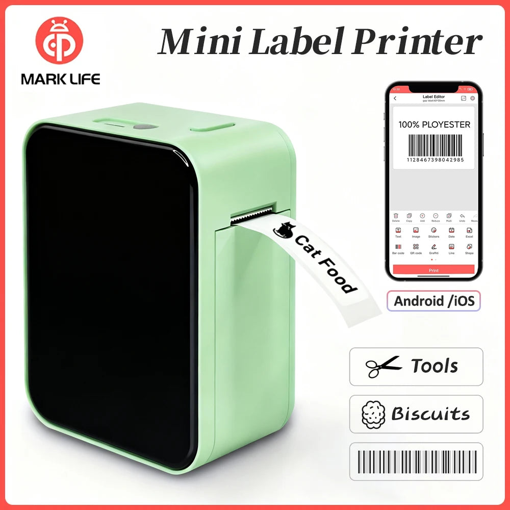 P15 Bluetooth Thermal Label Printer, White or Green Bundles