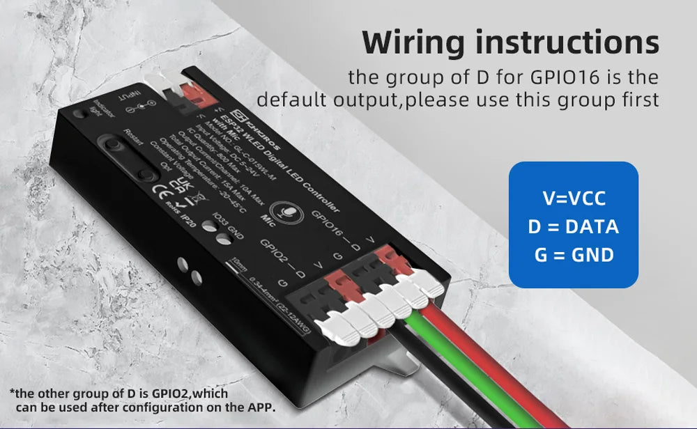 Controlador LED direccionable ESP32 WLED con micrófono