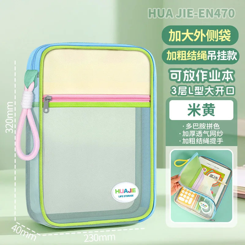 L-Shaped Open Document Bag with Subject Compartments