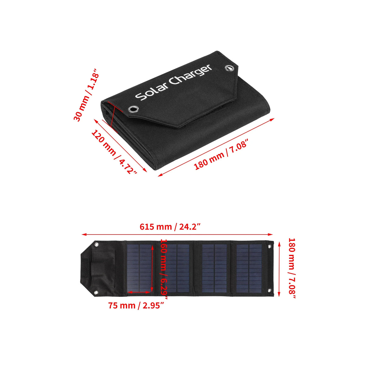 Folding USB Solar Panel - 60/80/100 W Labels