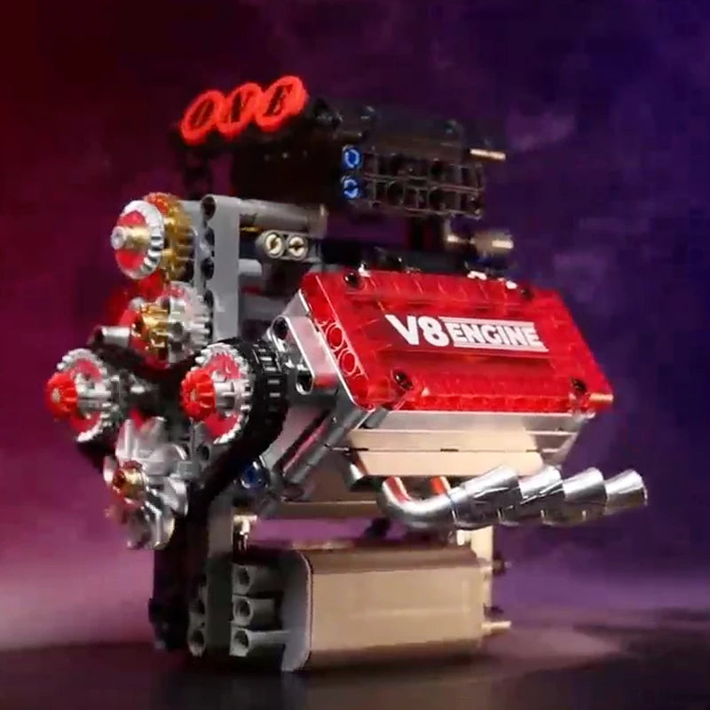Motorised V8 Engine Brick Model - 478 Pieces