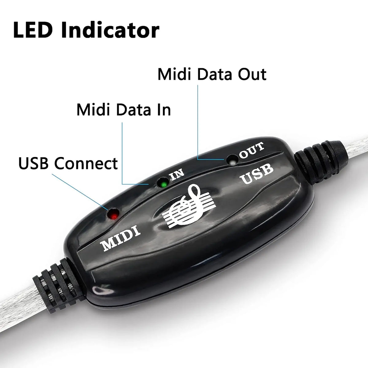 Cable de interfaz MIDI DIN de cinco pines USB