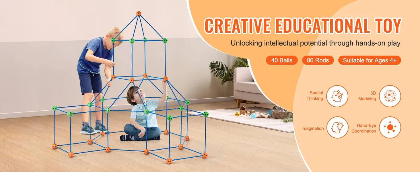 Kids Fort Building Kit with 120 Pieces Creative Indoor Play Set