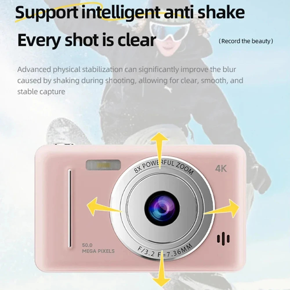 4K Compact Digital Camera with Autofocus and 8x Zoom