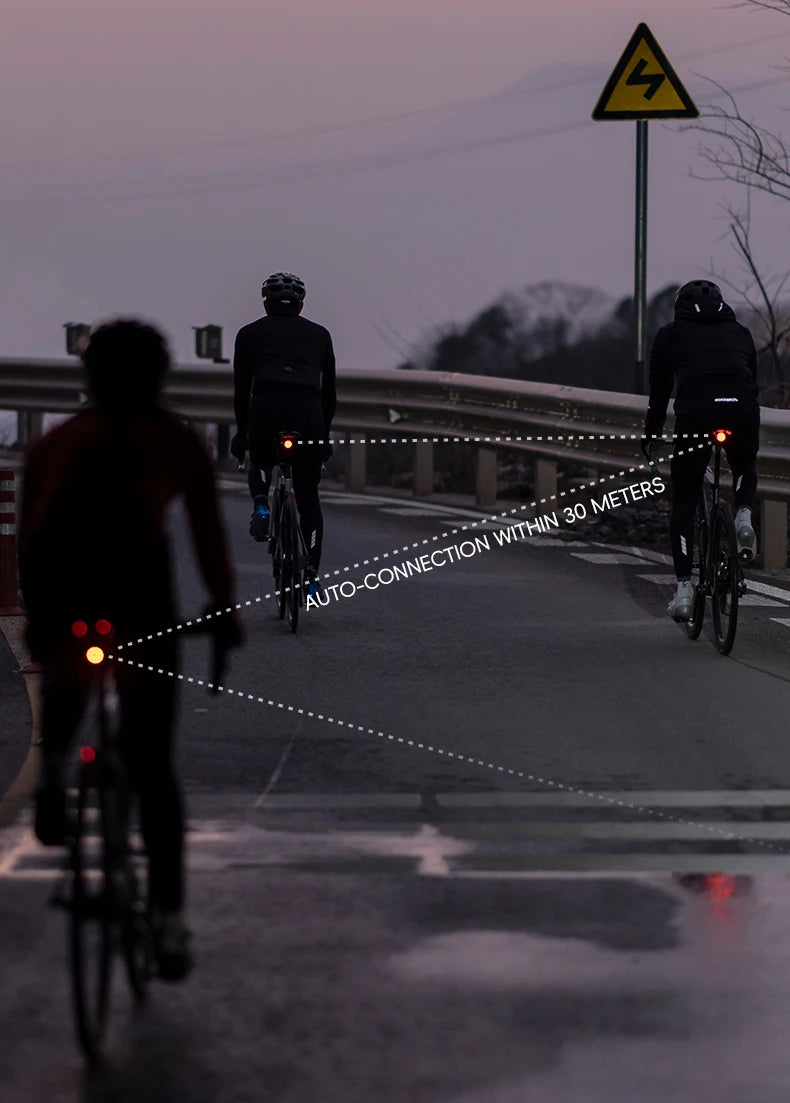 Set Luci per Bici ROCKBROS MTB Strada Impermeabile 200LM/400LM Faro Anteriore + Luce Posteriore Intelligente con Sensore Frenata Automatica