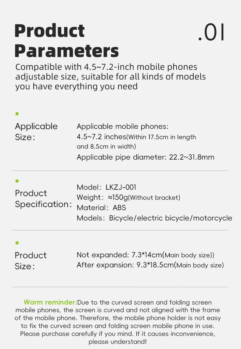 Držač za telefon za bicikl s protuvibracijskim brzom zaključavanjem za telefone od 4,5 do 7,2 inča