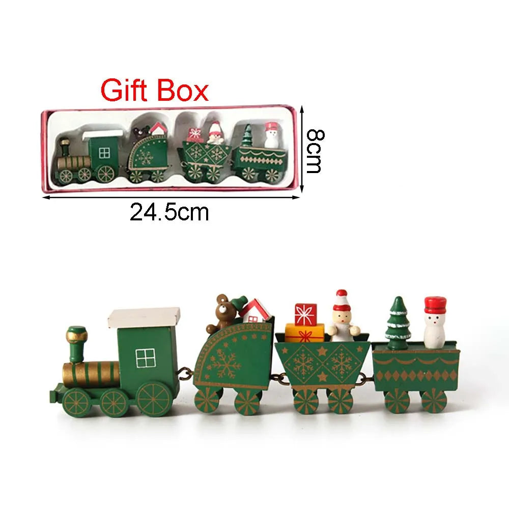 Christmas Wood Train Decoration,Christmas Ornaments With Moving Train,Home Noel,Happy New Year 2025 Gifts 