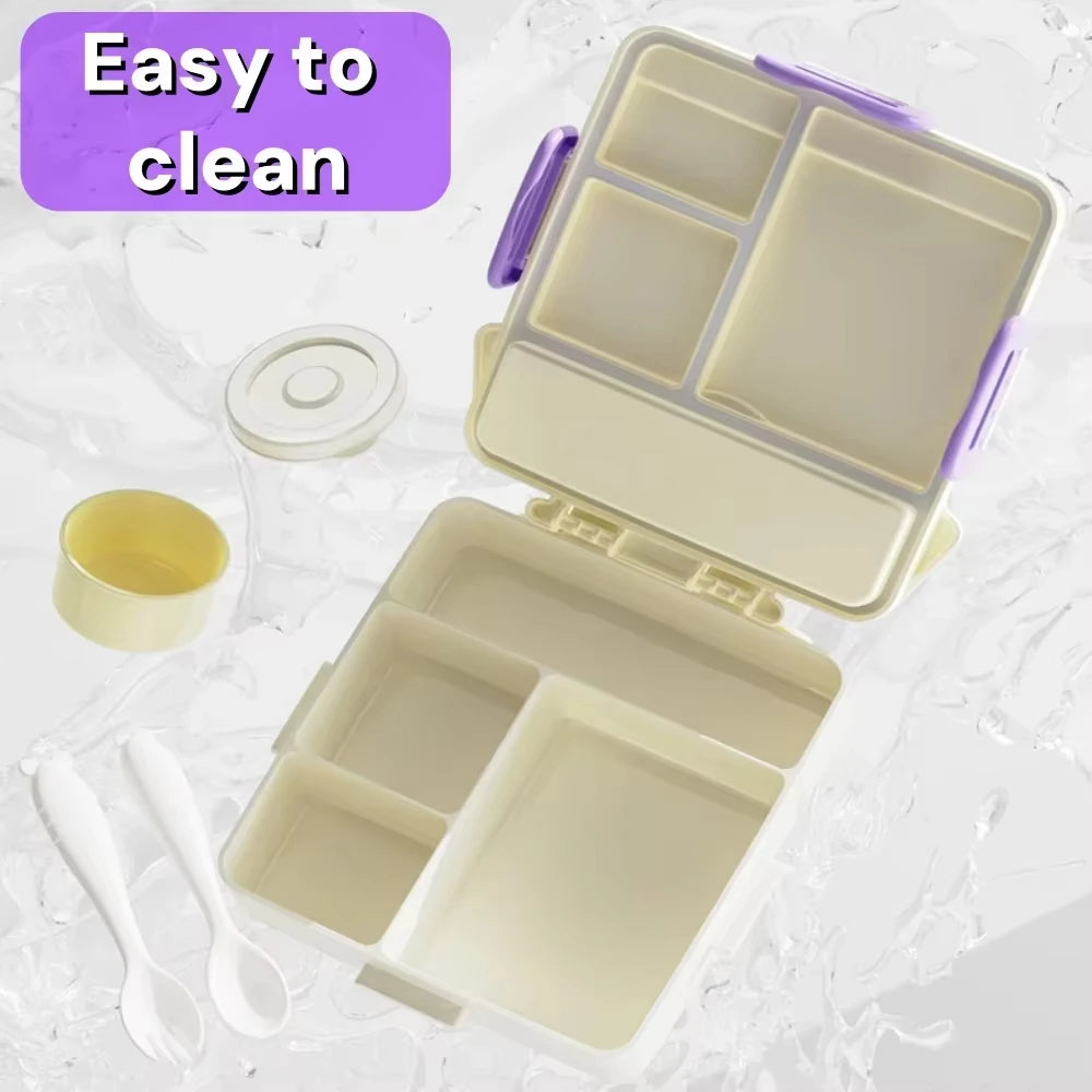 Four-Compartment Lunch Box with Spoon and Fork