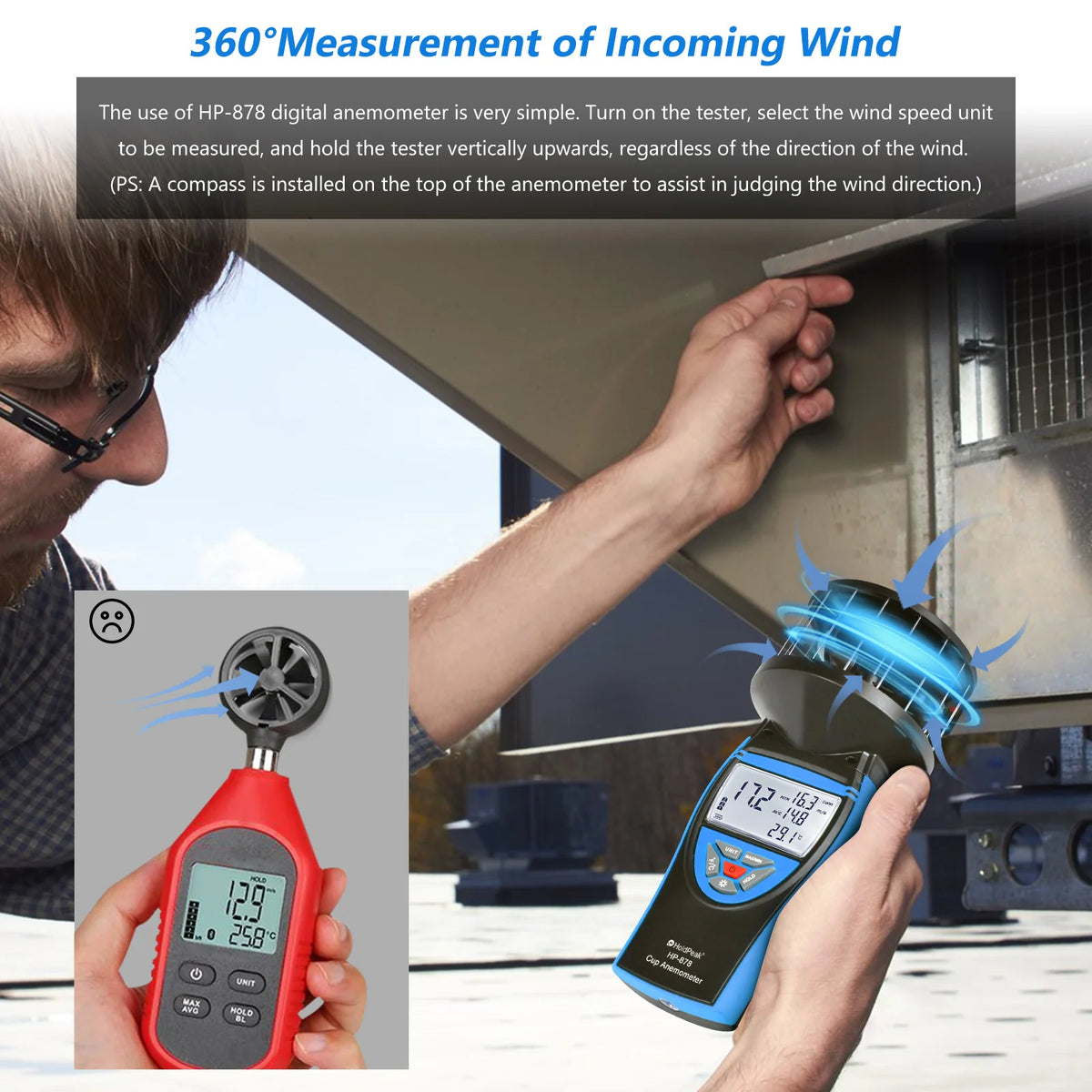 HP-878 Cup Anemometer with Backlit Display